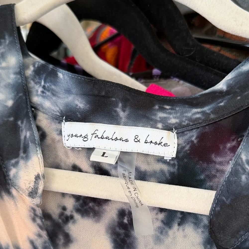 ON HOLD*** Young Fabulous & Broke Black and Cream Tie-Dye Dress - Picture 4 of 5